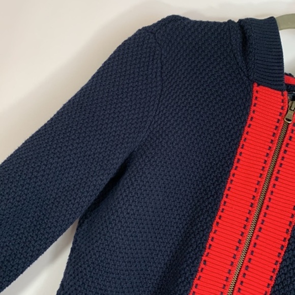 Tommy Hilfiger Navy Blue & Red Knit Zipper Sweater - Picture 3 of 8
